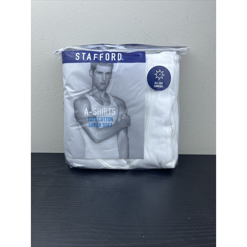 Stafford Super Soft A-Shirts Ribbed Tank Tops 4-Pack XXL 100% Cotton